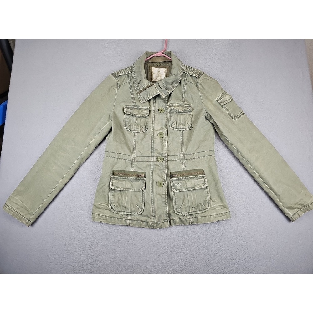 American Eagle Outfitters Utility Jacket Women's Size Medium Army Green Full Zip - Picture 1 of 9